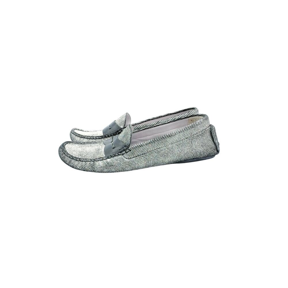 Johnston & Murphy Silver Metallic Leather Driving Loafer | Luxury | Like New